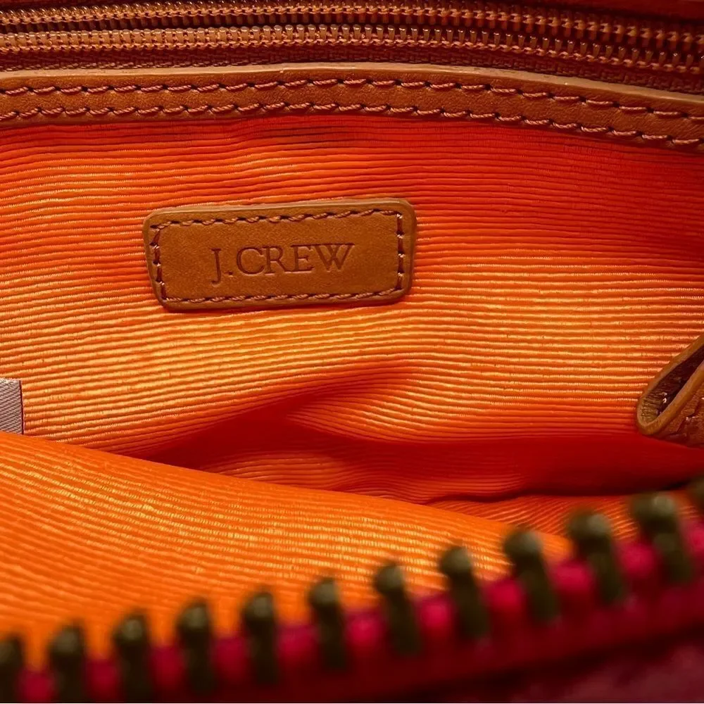 J. Crew Vintage Y2K Silk Tie Print Shoulder Bag Pink Orange Black Stripe Chain